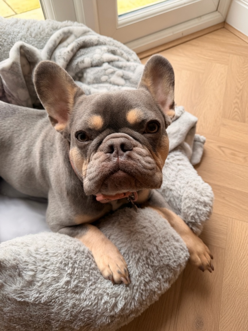 Stella, a lilac and tan French Bulldog